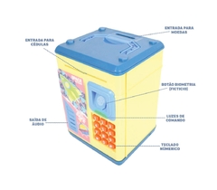 COFRE DIGITAL ELETRONICO PUXA NOTAS E MOEDAS - AMARELO E AZUL - comprar online