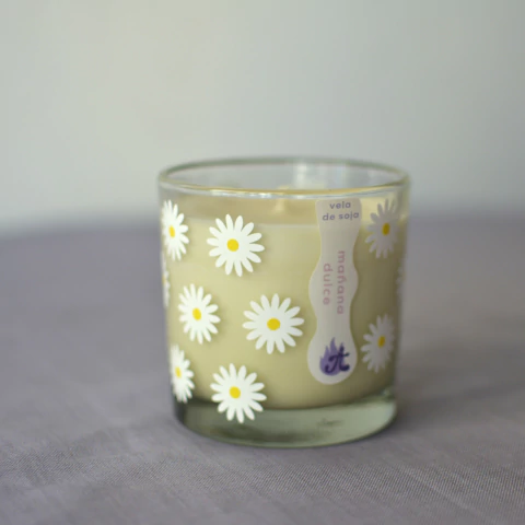 Vela de soja aromática decorada MARGARITAS vaso lineal - comprar online