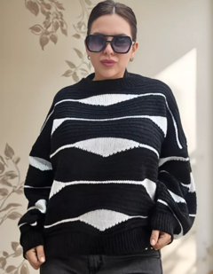 Imagen de Sweater Hilo Mujer Combinado Tendencia Moda (466)