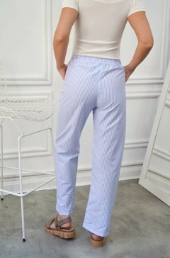 Imagen de Pantalon Rayado Palazzo Verano Mujer Poplin Bolsillos (510)