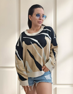 Sweater Tejido Estampado Premium Mujer Elastizado Diseño (604) - comprar online