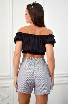 Short Rayado Elastico Poplin Mujer Tendencia Casual (509) - tienda online