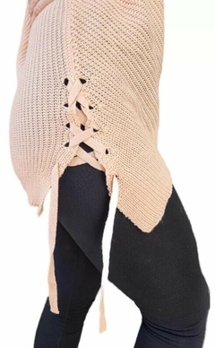 Sweater Largo Hilo Calado Con Tiras Mujer Cuello V Colores (177) - tienda online