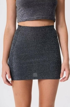 Pollera Mini Falda Lurex Brillosa Elastizada Mujer (526)