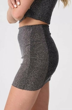 Pollera Mini Falda Lurex Brillosa Elastizada Mujer (526) - BAKMOR
