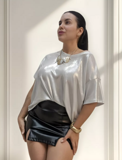 Remeron Foil Elegante Metalizado Mujer Remera Amplia (592)