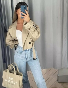 Trench Gabardina Corto Con Cintos Mujer Premium Campera (590) - comprar online
