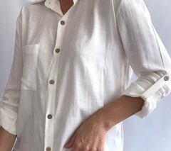 Imagen de Camisa Lino Manga Larga Lisa Mujer Entallada Premium (470)