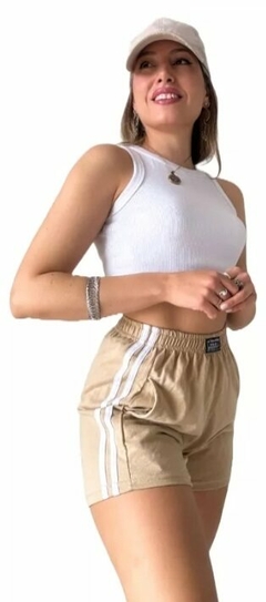 Short Pantalon Corto Franjas Laterales Mujer Tiro Alto (493)