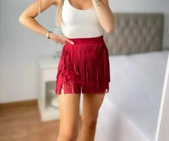 Pollera Corta Mini Falda Flecos Gamuza Mujer Moda (288) en internet
