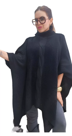 Poncho Con Cuello Tejido Mujer Hilo Super Amplio Polera (611) - comprar online