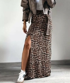 Pollera Larga Animal Print Tajo Tiro Alto Modal Soft (453) - comprar online