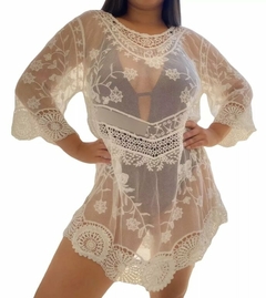 Vestido Tunica Playero Importado Encaje Bordado Mujer (550)