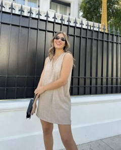 Vestido Corto Mujer Lino Suelto Rayas Amplio Premium (477) - comprar online