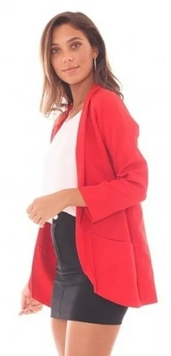 Imagen de Saco Blazer Mujer Largo Entallado Dama Creppe Sastrero (6)