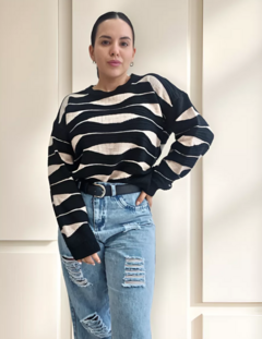 Sweater Hilo Mujer Combinado Tendencia Moda (466) - tienda online