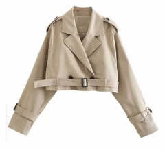 Trench Gabardina Corto Con Cintos Mujer Premium Campera (590)
