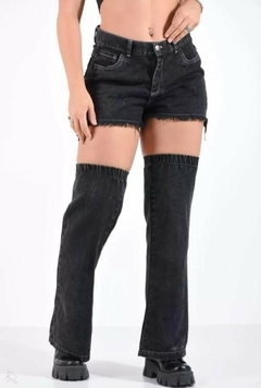 Pantalon Jean Short Y Polainas 3 Piezas Mujer Tendencia (452)