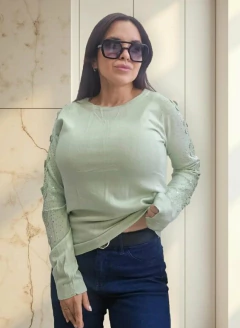 Sweater Importado Bremmer Manga Bordada Strass Brillos Mujer (623) en internet