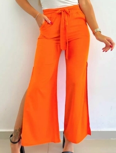 Pantalon Palazzo Lino Con Tajo Y Lazo Mujer Verano (551) en internet