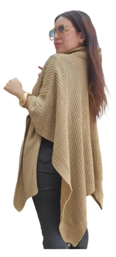 Poncho Con Cuello Tejido Mujer Hilo Super Amplio Polera (611) - tienda online