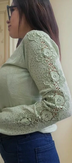 Sweater Importado Bremmer Manga Bordada Strass Brillos Mujer (623)