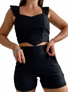 Conjunto Crop Top Volados Y Short Bengalina Mujer Premium (531) - BAKMOR
