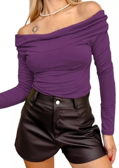Remera Cuello Bote Hombros Descubiertos Modal Paisanita Dama (404) - tienda online