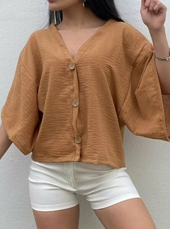 Camisa Manga Corta Oxford Mujer Oversize Lino (537) - BAKMOR