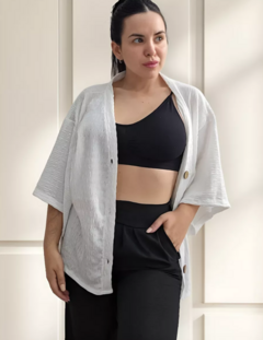 Camisa Manga Corta Oxford Mujer Oversize Lino (537) - BAKMOR