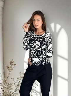 Camiseta Mangas Largas Estampada Morley Elastizada Mujer (614) - BAKMOR