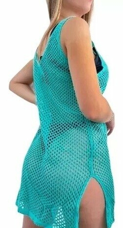 Vestido Calado Playero Mujer Varios Colores Hilo Tejido (114)