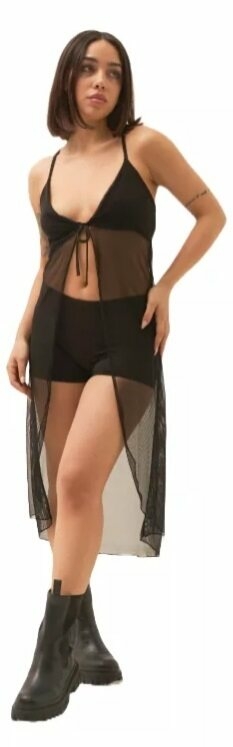 Baby Doll Largo Top Tunica Tul Mujer (547)