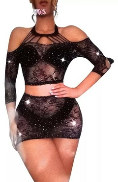 Vestido Importado Strass Elastizado Brillos Mujer (247)