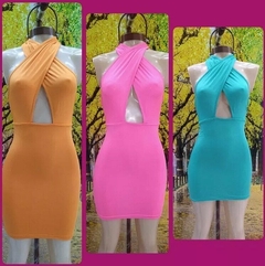 Vestido Corto Mujer Lycra Ajustado Noche Elegante Escote (81) - tienda online