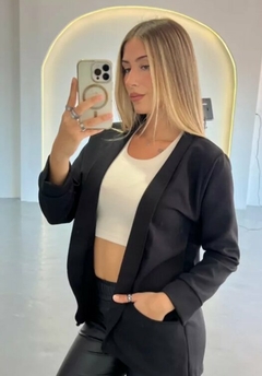 Saco Blazer Mujer Largo Entallado Dama Creppe Sastrero (6) - BAKMOR