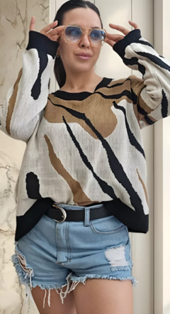 Sweater Tejido Estampado Premium Mujer Elastizado Diseño (604) - BAKMOR