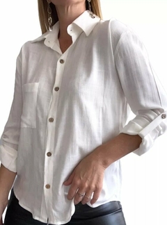 Camisa Lino Manga Larga Lisa Mujer Entallada Premium (470) - BAKMOR