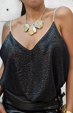 Blusa Musculosa Tiritas Finas Elegante Brillos Mujer (591) - tienda online