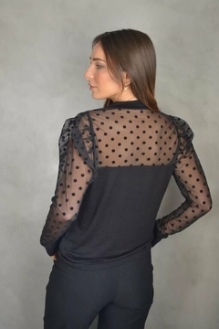 Blusa Volados Manga Larga Mujer Remera Mangas Largas Tul (544) - tienda online