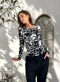 Camiseta Mangas Largas Estampada Morley Elastizada Mujer (614) - tienda online