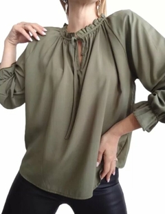 Blusa Cuello Mao Volados Mujer Lisa Varios Colores Y Talles (384)