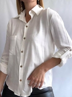 Camisa Lino Manga Larga Lisa Mujer Entallada Premium (470) - tienda online