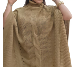 Poncho Con Cuello Tejido Mujer Hilo Super Amplio Polera (611) - comprar online