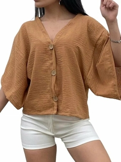 Camisa Manga Corta Oxford Mujer Oversize Lino (537) en internet