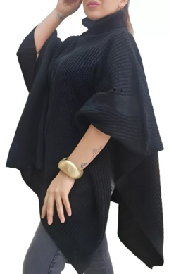 Poncho Con Cuello Tejido Mujer Hilo Super Amplio Polera (611) en internet