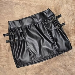 Imagen de Pollera Mini Falda Engomada Doble Tajo Tiro Alto 36 A 46 (559)