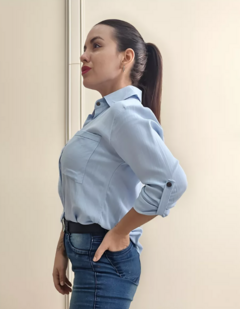 Camisa Lino Manga Larga Lisa Mujer Entallada Premium (470)