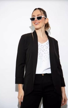 Saco Blazer Mujer Largo Entallado Dama Creppe Sastrero (6)