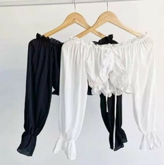 Paisana Crop Top Manga Larga Volados Frunce Paisanita Mujer (180) - tienda online